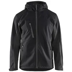 Blakläder Softshell Jacke Mit Kapuze 4753 - Schwarz/Dunkelgrau L - Funktionsjacken: Windabweisende Softshell Jacke mit Fleece gefüttertem Kragen, vorgeformten Ärmeln und einstellbarer Kapuze für optimalen Tragekomfort bei jedem Wetter.