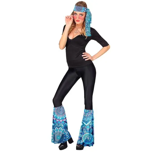 W WIDMANN MILANO Party Fashion - Hippie Set 60er/70er Jahre, Stirnband und Stulpen, Flower Power Accessoires für Mottoparty, Karneval
