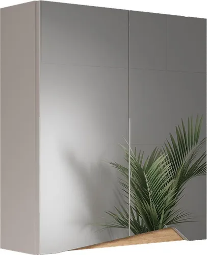 Vicco Badezimmerspiegelschrank Marelle, modernes Design in Greige - Spiegelschrank Marelle, 60 x 67 cm, mit eleganten grifflosen Spiegeltüren und praktischem Stauraum für Ihre Pflegeprodukte. Ideal für ein stilvolles Badezimmer!
