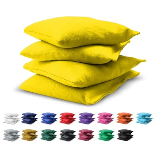 GoSports Cornhole-Wurfsäckchen, Set mit 4 Stück, Design gemäß Regelvorgaben, für jedes Wetter geeignet, Gelb