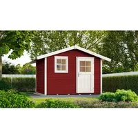 weka Gartenhaus 123 Gr.3 Satteldach Schwedenrot 28 mm - Holz-Gartenhäuser, robust aus nordischem Fichtenholz mit 28 mm Wandstärke, wetterfest lasiert in Schwedenrot für sofortigen Genuss im Garten.