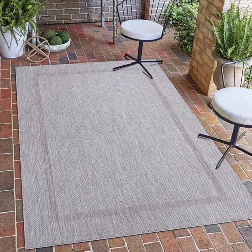 Carpetsale24 In- & Outdoor Teppich - Wetterfestes Flachgewebe in Sisal-Optik mit Bordüre, Küchenteppich, Terrasse, Wohnzimmer & mehr, Grösse: 140x200 cm