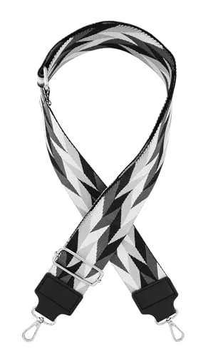 axy Schultergurt 5cm Breiter Verstellbarer Taschengurt für Handtaschen Ersatz Wechsel Schulterriemen Ersatzgurt Trageriemen für Damen Taschen (Schwarz-Grau-Weiss)