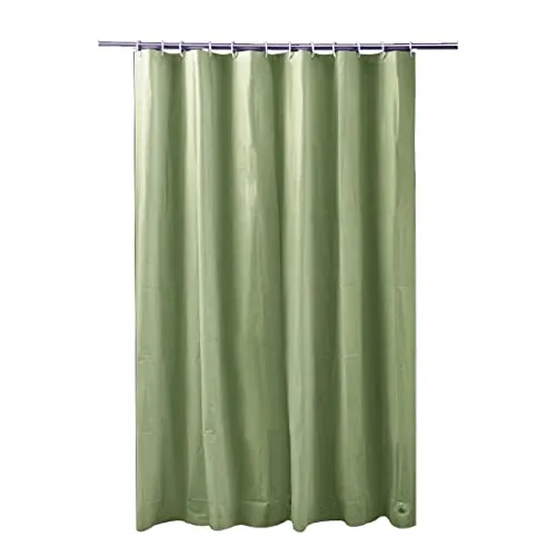 ADOB Anti-Schimmel Duschvorhang Peva Oliv, 180 x 200 cm, waschbar, mit Gewichtsband und 12 Duschvorhangringen, 90817