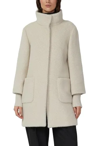 s.Oliver BLACK LABEL Teddy-Mantel mit Stehkragen in Sand, Größe 48 - Stylisher Damenmantel im Regular Fit mit flauschigem Material und praktischem Stehkragen. Ideal für kühle Tage, bietet er Komfort und einen modernen Look mit aufgesetzten Taschen.