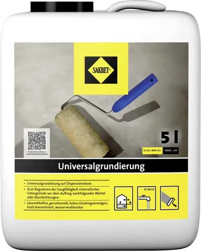 Sakret Universalgrundierung 5 l - Reinigungsmittel für optimale Haftung und Untergrundvorbereitung, ideal für Renovierungsprojekte.