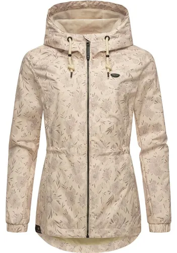 Ragwear Dankka Spring Damen Übergangsjacke mit floralem Allover-Print - Diese stilvolle, wasserdichte Übergangsjacke vereint Funktionalität und modisches Design. Ideal für Frühling und Herbst, passt sie perfekt zu jedem Outfit und bietet angenehmen Tragekomfort mit taillierter Passform.