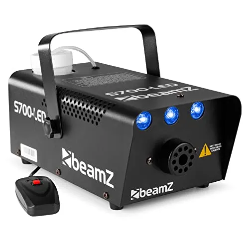 BeamZ S700-LED Nebelmaschine Mini mit Ice Lichteffekt in Blau, 700 Watt, 1L Nebelfluid, Party Rauchmaschine, Fog Machine, Kabelfernbedienung, Partynebel für DJs, Partys, Hochzeiten, Veranstaltungen