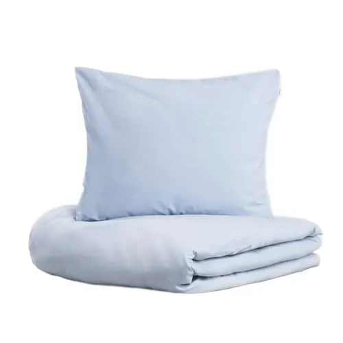 HOMLA DEFLA gewaschene Baumwolle Bettwäsche Set blau 140x200 - Bettwäsche Set aus gewaschener Baumwolle in sanftem Blau, ideal für angenehmen Schlaf. Perfekt für Einzelbetten mit atmungsaktiver und luftiger Qualität.
