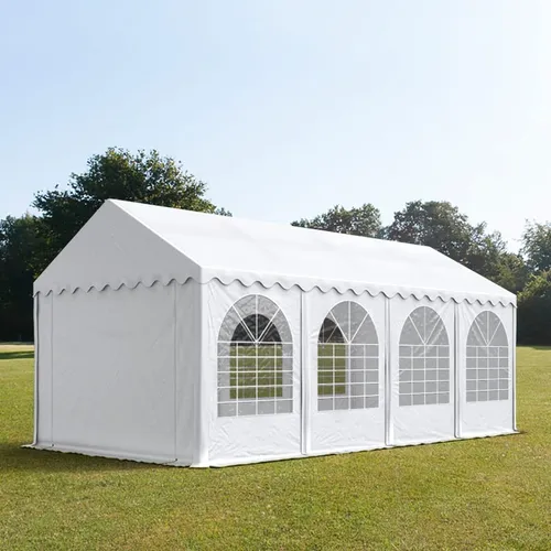 TOOLPORT PRO 4x8m Partyzelt - Wetterfestes PVC-Zelt mit Bodenrahmen - Pavillon für jede Jahreszeit: Das TOOLPORT PRO Partyzelt bietet maximale Stabilität und Wetterfestigkeit dank robustem PVC und verstärktem Design. Ideal für Gartenpartys oder Events.