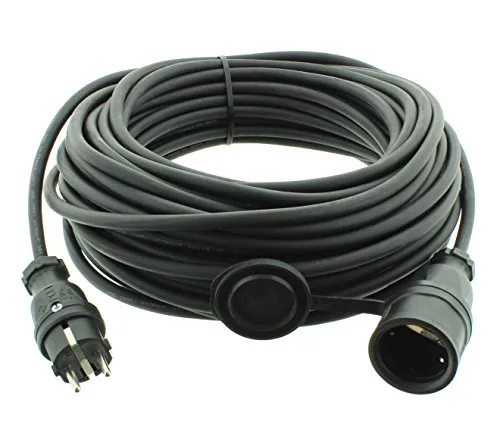 Gummi Verlängerungskabel H07RN-F 3G 1,5 mm² 25 Meter 230 V 16 A Schuko-Stecker/Kupplung Baustelle Werkstatt Außenbereich Innenbereich Gewerbe Gummischlauchleitung