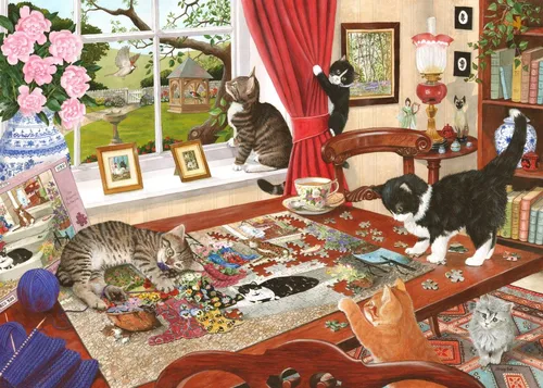 House of Puzzles Puzzle 1000 Teile Puzzling Paws Tierpuzzle
