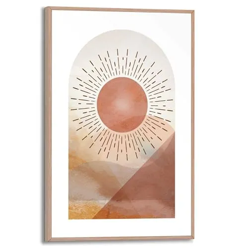 REINDERS Gerahmtes Bild, Sonne, Hobbyraum, Bilder, Wanddeko, Room Decor, MDF, Beige, 30x20cm