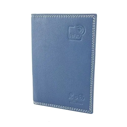 BUFFALO HILL L&B Collection Ausweis Hülle >2343< I Rindsleder Mappe I Echtleder Case I Hochformat Herren & Damen Etui I RFID-Schutz I Führerschein I Kreditkarte I 12 Fächer (Blau)
