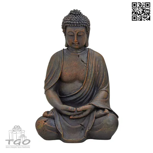 Buddha Figur sitzend braun aus Poly 30cm-10013998