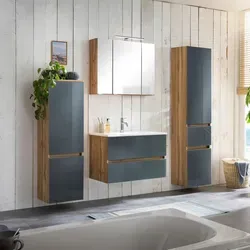 Produktbild Held Badezimmer Held Möbel Helsinki, Grau, Eiche, Glas, Holzwerkstoff, 2 Schublade(n) Schubladen, 160 cm, Made in Germany, hängend, Badezimmer, Badmöbelsets & Badmöbelserien, Badmöbel-Sets