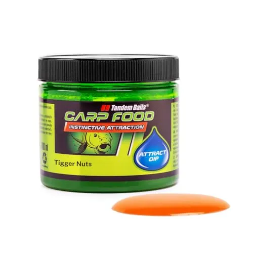 Tandem Baits Carp Food Attract Dip Tigernüsse Erdmandel, Karpfen Angeln ohne Mühe, Köder zum Große-Fische-Angeln, Karpfenzubehör für Profis & Hobby-Angler 100 ml