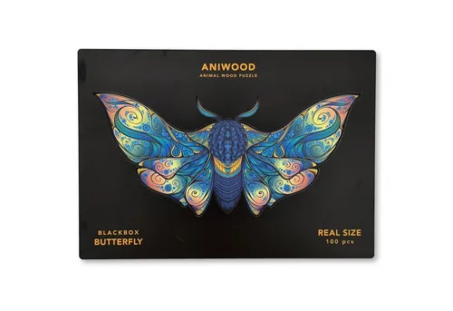 Aniwood J2320M - Animal Wood Puzzle, Schmetterling, 150 Teile - Puzzle aus 5 mm dickem Naturholz, ideal für Kinder ab 8 Jahren. Enthält einzigartige Teile in Tierform und kann nach dem Zusammenbau als dekoratives Element verwendet werden.