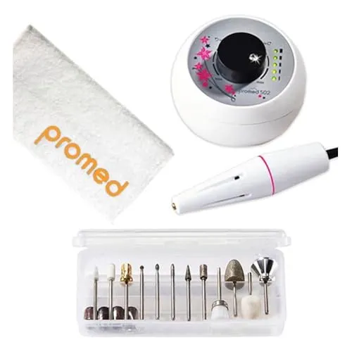 Promed 502 elektrische Nagelfeile inkl. Bitset, Nagelfräser für Maniküre/Pediküre, elektrischer Fräser für Nailart/Nageldesign 20000 U/min