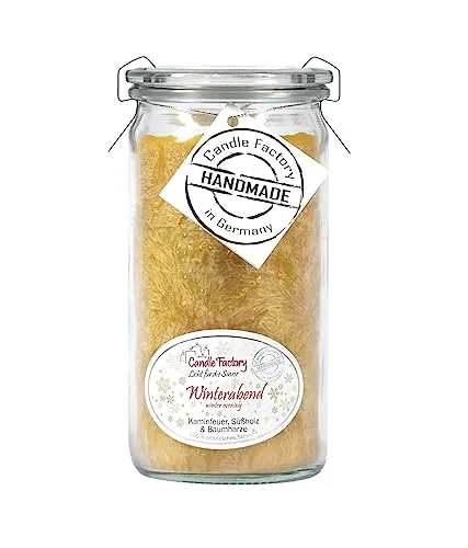 Candle Factory Mini Jumbo Duftkerze aus pflanzlichem Stearin im hitzebeständigen Glas der Marke Weck®, ca. 70h Brennzeit, Duft: Winterabend