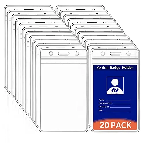 VOVIGGOL 20 Stück Kartenhüllen Flexibel und Wasserdicht, Vertikaler Ausweishülle Ausweishalter Kartenhalter oder Namenschilder für Lanyards, Ausweiskartenhalter für Büro Schule