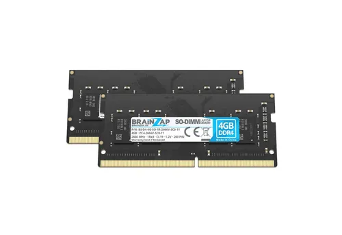 BRAINZAP 8GB (2x 4GB) RAM PC4-2666V-SC0-11 SO-DIMM Laptop-Arbeitsspeicher (2666 MHz, CL19, 1Rx8, Non-ECC, Unbuffered, für Notebooks - Intel und)