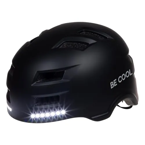 SHX Unisex – Erwachsene Schutzhelm mit Beleuchtung, Blinker und Bremslicht Fahrradhelm, Schwarz, M (55-58 cm)