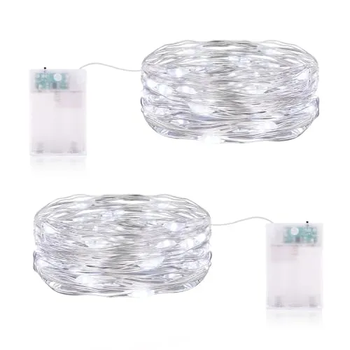 CandLuc Lichterketten Batterie, 3 meter 30 LED Lichterkette mit Timer, Mini Lichterkette mit Batterie Kaltweiß IP65 Wasserdichte für Weihnachten Halloween Zimmer Garten KrüGe Hochzeit Dekoration
