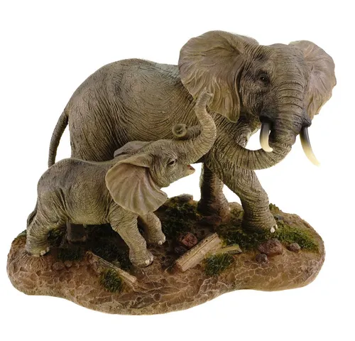 Kremers Schatzkiste Fantasy-Figur Elefantenmama mit Jungem Deko Figur Skulptur 16cm zum stellen Afrika