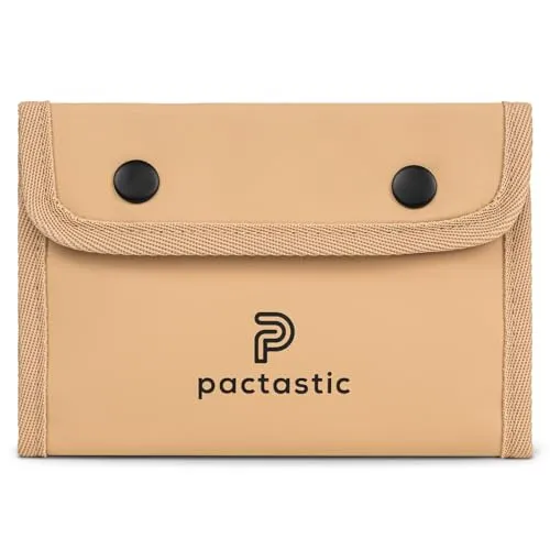 Pactastic Reisepass-Geldbörse mit 6 Kartenfächern & geschütztem Münzfach | 100 g leichter Reisegeldbeutel für Pässe & Bargeld aus wasserabweisendem veganem Tech-Material | 17,5 x 2,5 x 13 cm