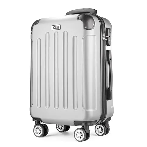 POSH Hartschalenkoffer Koffer & trolleys rollkoffer handgepäck reisekoffer mit Rollen | Koffer groß, mittelgroß, klein ABS | Leichter Kofferset 3 teilig im M-L-XL (Silber, L)