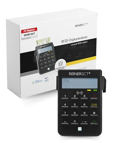 REINER SCT cyberJack RFID Chip-Kartenlesegerät - Externe Kartenlesegeräte für sicheres Online-Banking, unterstützt HBCI, FinTS und EBICS. BSI-zertifiziert für geprüfte Sicherheit und flexibel nutzbar mit Windows, Mac und LINUX.