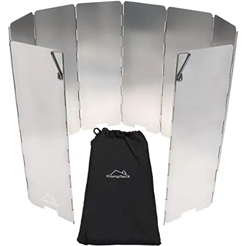 CampTeck U6928 - Einklappbarer Camp Herd Windschutz Faltwindschutz Outdoor Camping Gaskocher Windschutz 10 Aluminium Platten Wandern Picknick Windblockade