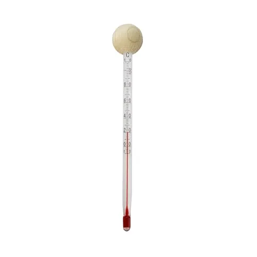 Lantelme Teethermometer Glas mit Holzkugel Natur 14cm lang Temperaturanzeige -10°C bis 110°C | Analog Thermometer für Tee Teekanne Teetasse Teewasser Teezubereitung | Heißgetränkethermometer (Natur)