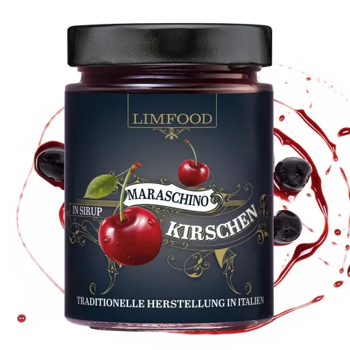 Limfood | 400g Maraschino Kirschen - aromatische italienische Kirschen in Sirup