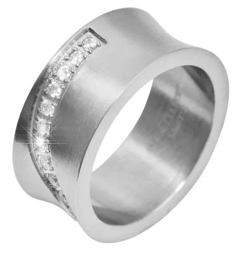 AKZENT Fingerring Daima aus Edelstahl, Similibesatz, silberfarben, Gr. 56 - 62 (Einzeln), Damen Ring