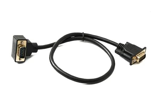 SYSTEM-S D Sub15 Kabel 50 cm HD VGA 15 Pin Stecker zu Stecker DB15 Winkel Up Angled Adapter