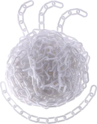 TIBU Absperrkette Kunststoff Warnkette Kunststoffkette 8 mm Stärke - Weiß - Länge 150 cm - witterungsbeständig und stabil