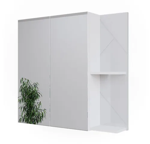 Vicco Badezimmerspiegelschrank Irma, Weiß Hochglanz, 80 x 75 cm - Spiegelschränke, eleganter Badspiegelschrank mit offenen und geschlossenen Ablagen für optimalen Stauraum und Organisation in Ihrem Badezimmer.