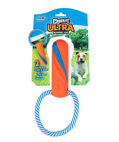 Chuckit! Ultra Bumper - Hundespielzeug aus Gummi und Seil, perfekt für Apportieren und Tauziehen, leicht zu reinigen und hochsichtbar