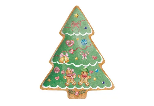 EasyLife Servierplatte Sweet Christmas, Porzellan, Spülmaschinengeeignet, Mehrfarbig, Tannenbaum, H: cm
