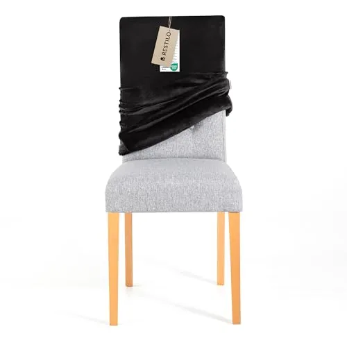 RESTILO Stuhlhusse Stretch in Universalgröße, Abnehmbare Waschbare Stuhlbezug Esszimmerstuhl, Elastischer Stuhl Überzug Schutz für Esszimmer, Restaurant Hotel Bankett Hochzeit Party, Sento Schwarz