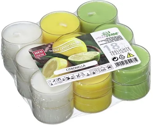 Villa Verde Duftteelichte Citronella Höhe 1,7 cm, Ø 3,8 cm, 18er Pack Duftkerze