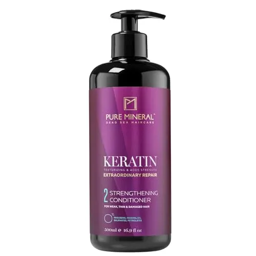 Pure Mineral - Keratin-Conditioner für weiches und starkes Haar - Entwirrend, nährend, Anti-Frizz - Ohne Sulfate, Parabene, Petrolate - 500ml