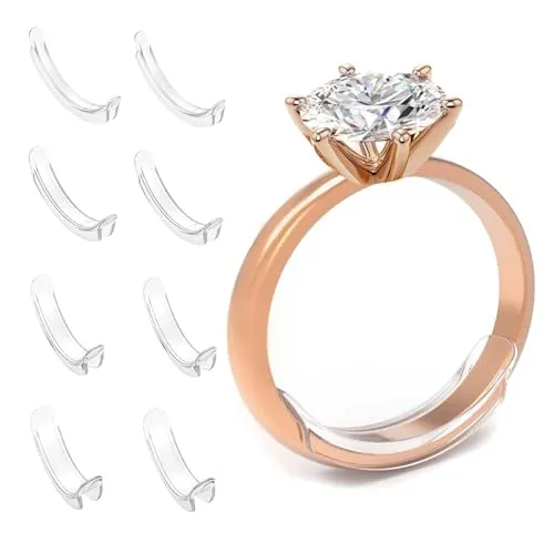 8Stück Ringverkleinerer Unsichtbar Silikon Ring Verkleinerung,Ring Verkleinern zu Groß Ringeinlage,Unsichtbarer Ringgrößenversteller für lose Ringe,für lose Ringe Männer und Frauen,Ring Kleiner Machen