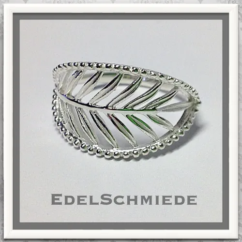 Edelschmiede925 Silberring Edelschmiede925 zarter Silberring 925 als Blatt geformt Ringgröße 58