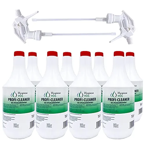 Hygiene VOS Profi Cleaner Spezialkonzentrat 8 x 1 Liter Allzweckreiniger mit 2 neuen Überkopfsprühern für Haushalt Wohnwagen Wohnmobil Caravan Boot Yacht