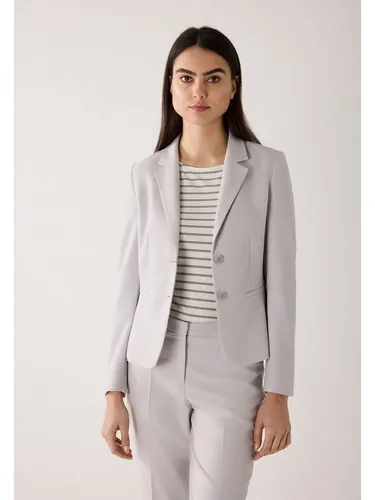 MORE&MORE strukturierter Jackenblazer grau 36 - Eleganter Kurzblazer für den Business-Look, taillierte Passform mit Reverskragen und V-Ausschnitt. Ideal für stilvolle Auftritte im Büro.