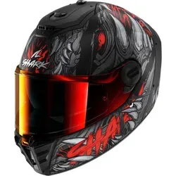 Shark Spartan RS Shaytan Integralhelm - Matt Schwarz/Rot/Dunkelgrau - XXL - Motorradhelm der neuesten Generation, erfüllt die ECE 22-06 Norm und bietet höchsten Schutz mit einem aerodynamischen Design für optimalen Komfort und Geräuschreduzierung.