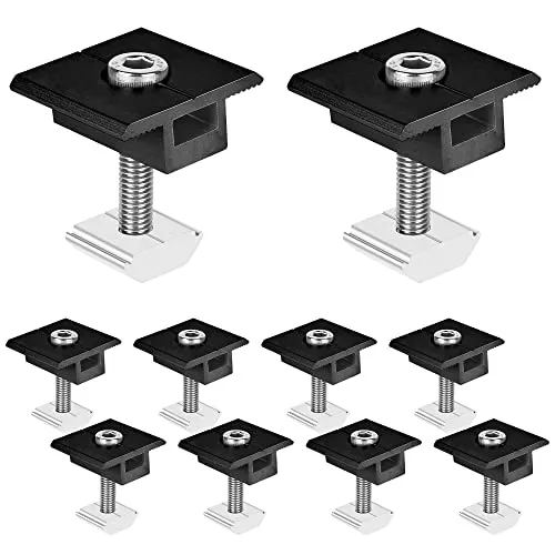 Solarmodul Halterung Mittelklemmen 30mm Schwarz - Solarpanel Halterung, 10 Stück Befestigung Solarmodul, T-förmige Mittelklemme PV Photovoltaik-Solarmodulträger Mittelspannung für Gerahmte Panels
